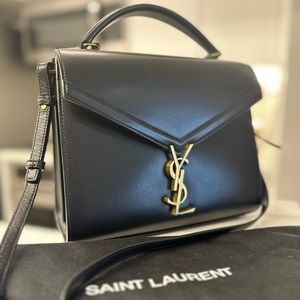 YSL CASSANDRA TOP HANDLE BAG LEATHER MEDIUM BLACK